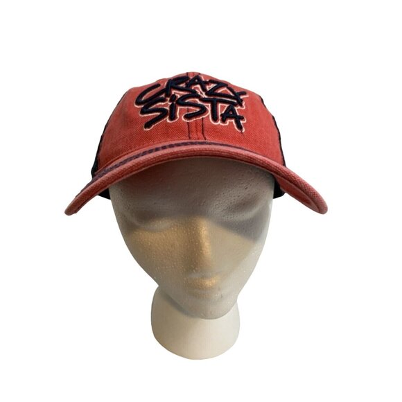 Crazy Sista Trucker Hat Legacy Scarlet Navy Mesh Adjustable Snapback Beach Cap - Picture 4 of 9